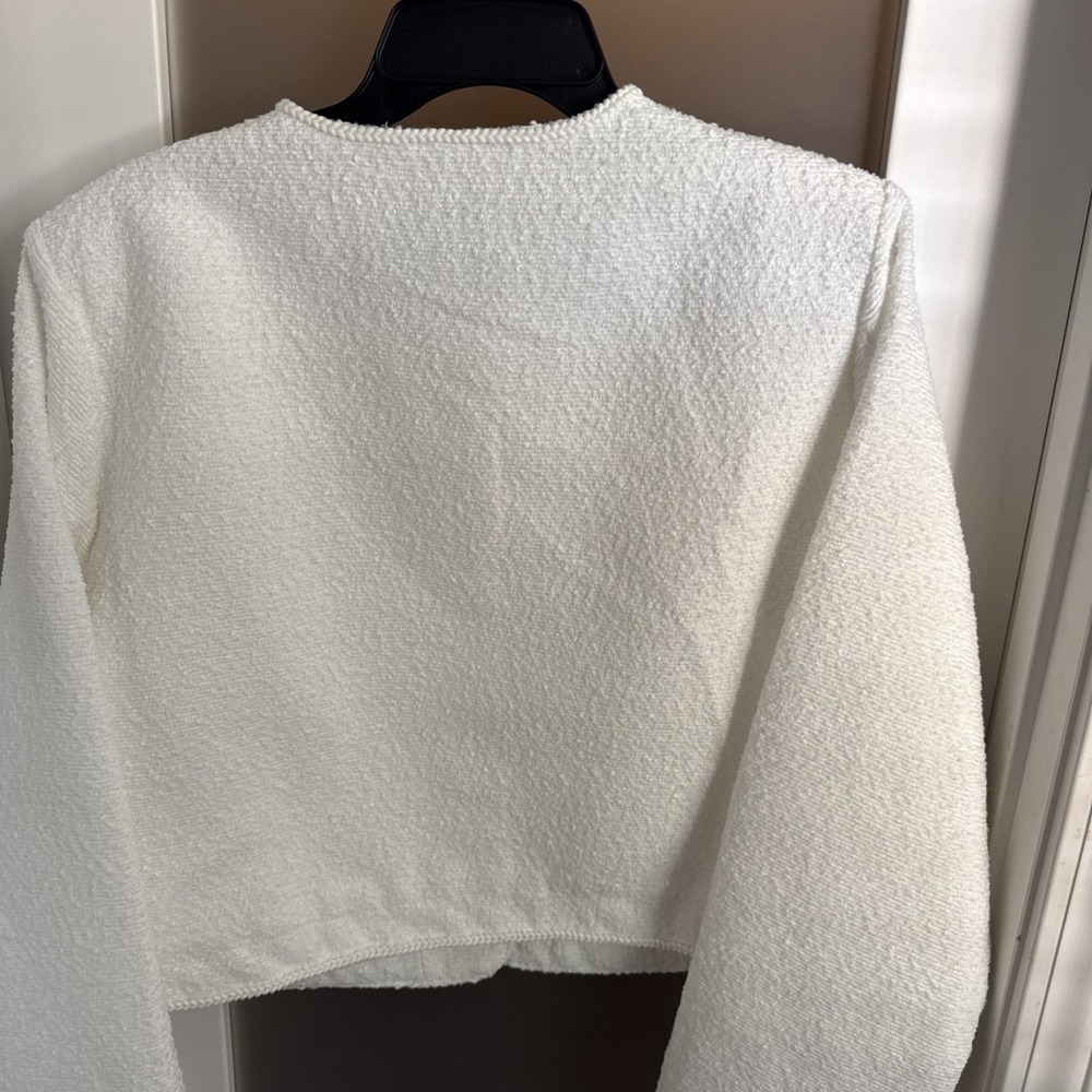 Free Assembly LS Crew Neck Boucle Jacket  XL White Interview Outfit Boss Babe - Picture 7 of 9